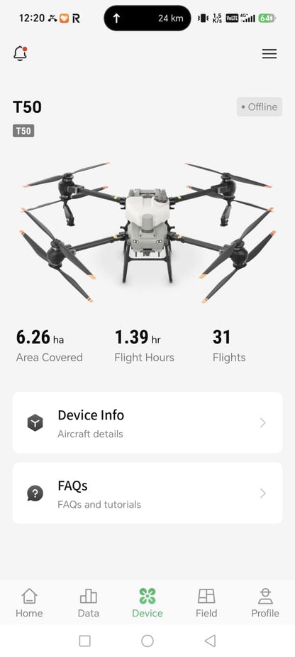 DJI Agras T50 SH – 1 oră de zbor – Pachet Complet